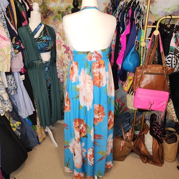 Bisou Bisou Turquoise Floral Strappy Maxi Dress - Picture 9 of 13